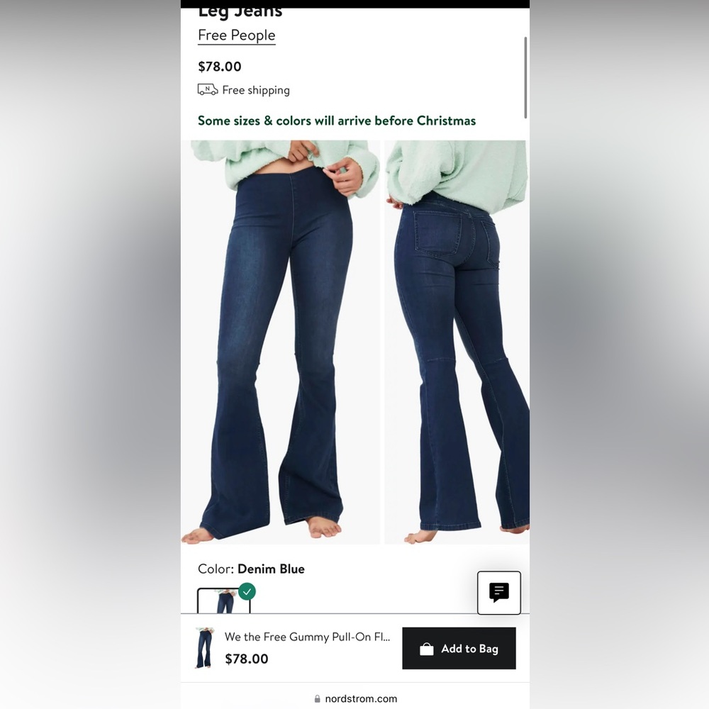 Free People Denim Blue Flare Jeans new with tags